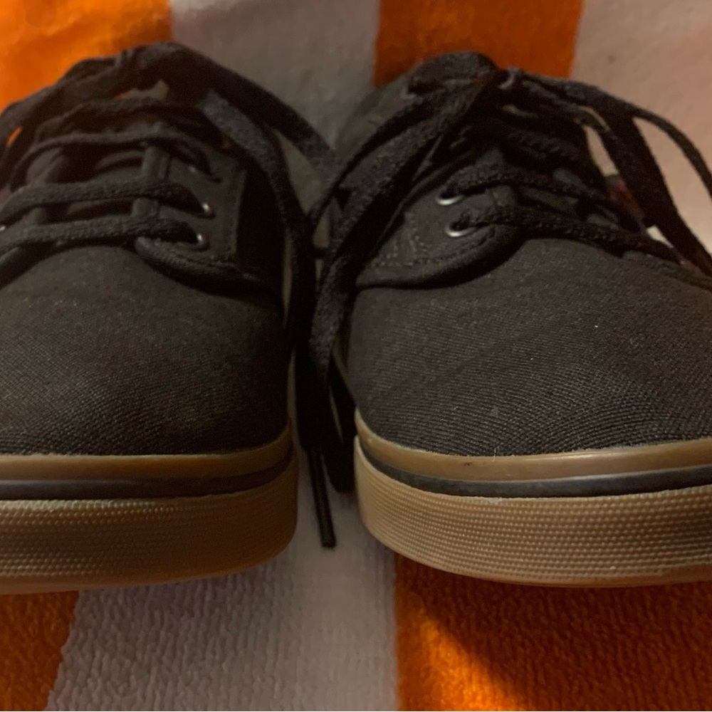 Vans Women's Black Canvas Sneakers with Tan Sole